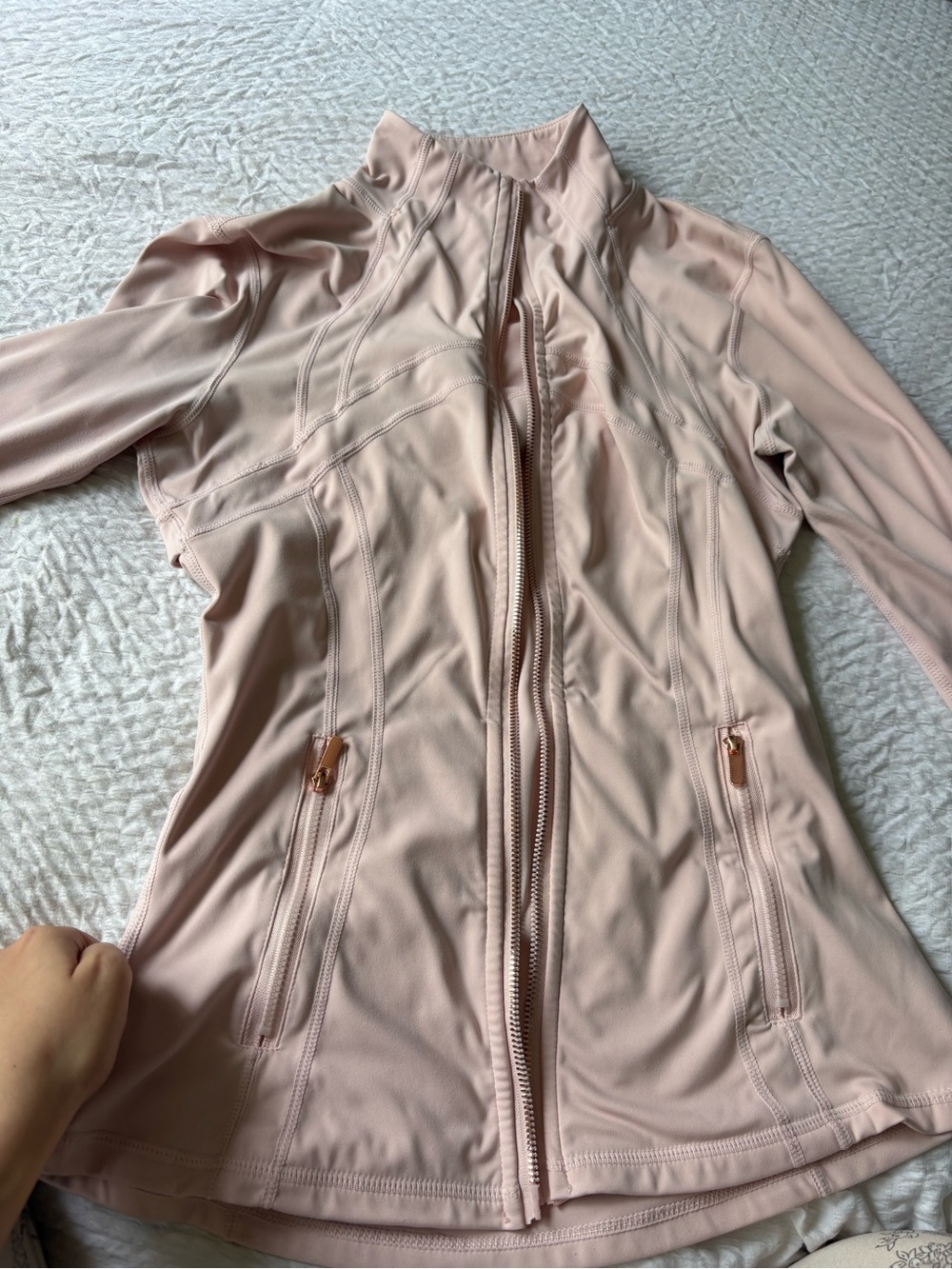 Women’s Slim Fit Zip-Front Jacket in Light Blush Pink